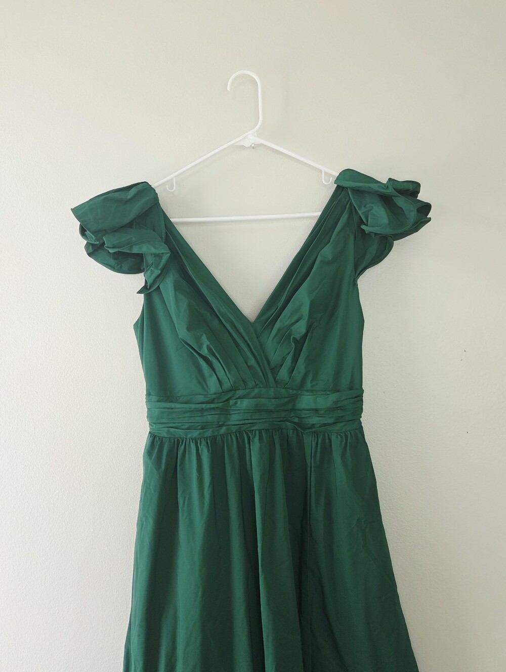 Marchesa Notte Ruffle Taffeta Empire Pleated Ball Gown Green Size 4 - Picture 4 of 9